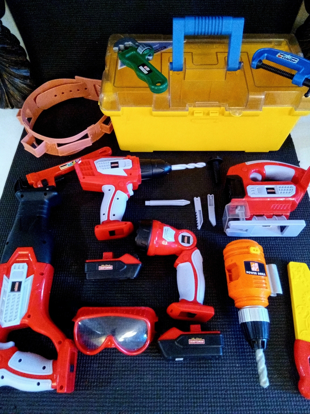 Lot Kids Tools Craftsman Home Depot Battery-Operated Belt Drill Saw Hammer Set
